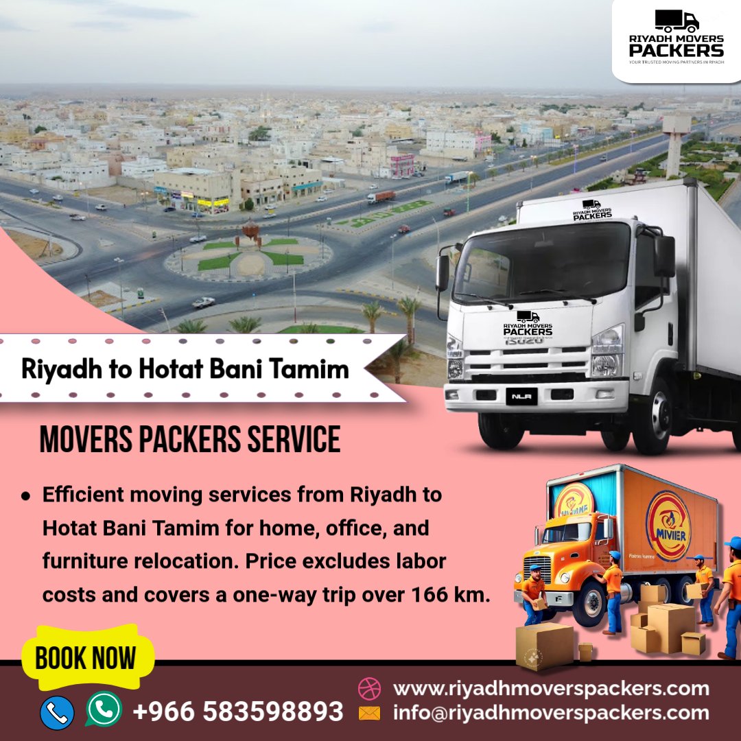 Riyadh to Hotat Bani Tamim Movers Packers Services