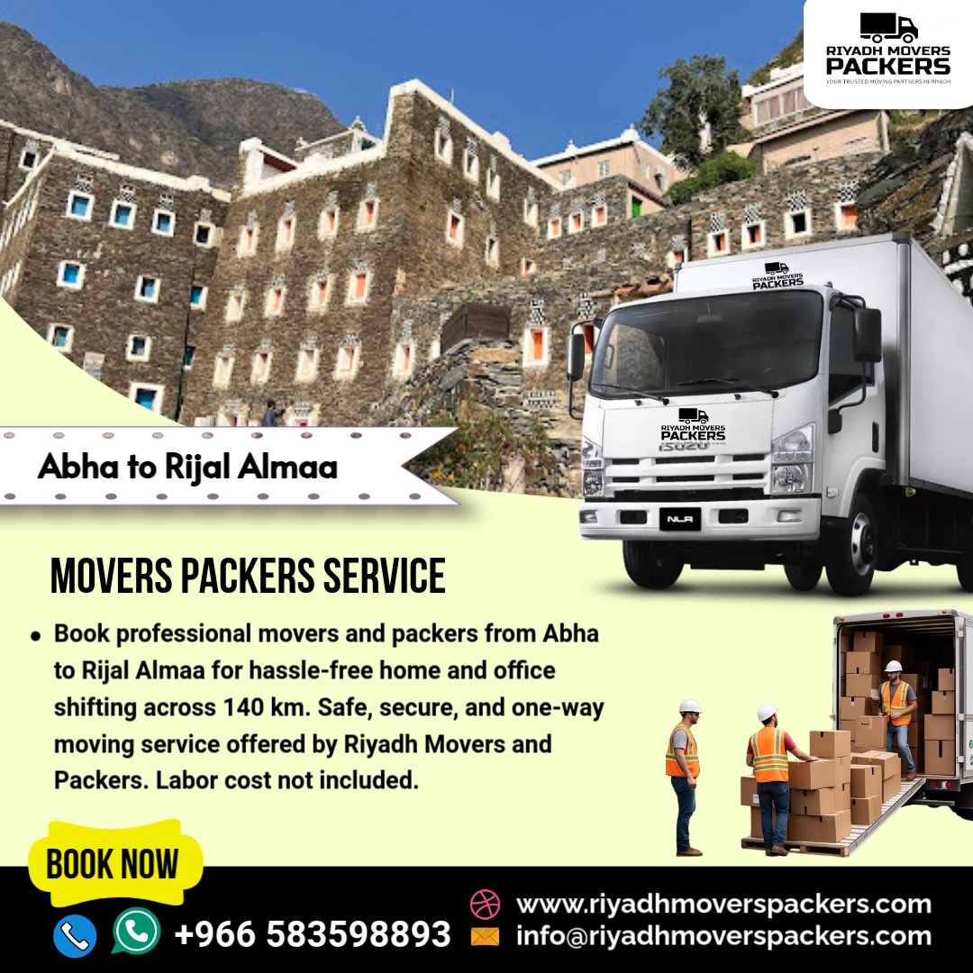 Abha to Rijal Almaa Movers and Packers Services Home & Office Shifting One-Way Transfer (140 KM)