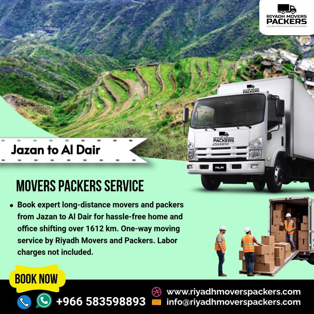 Jazan to Al Dair Long Distance Movers and Packers Services | Home & Office Shifting | One-Way Transfer (1612 KM)