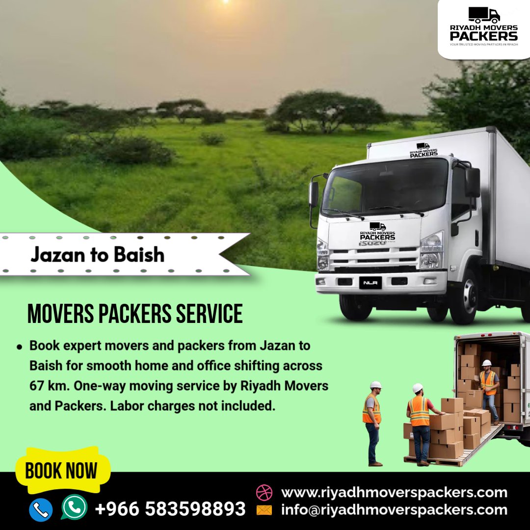 Jazan to Baish Movers and Packers Services Home & Office Shifting One-Way Transfer (67 KM)