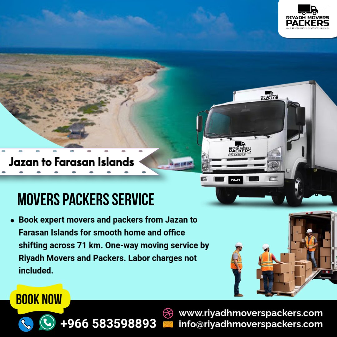 Jazan to Farasan Islands Movers and Packers Services Home & Office Shifting One-Way Transfer (71 KM)
