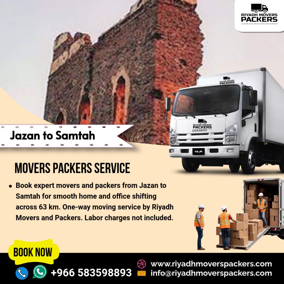 Jazan to Samtah Movers and Packers Services Home & Office Shifting One-Way Transfer (63 KM)