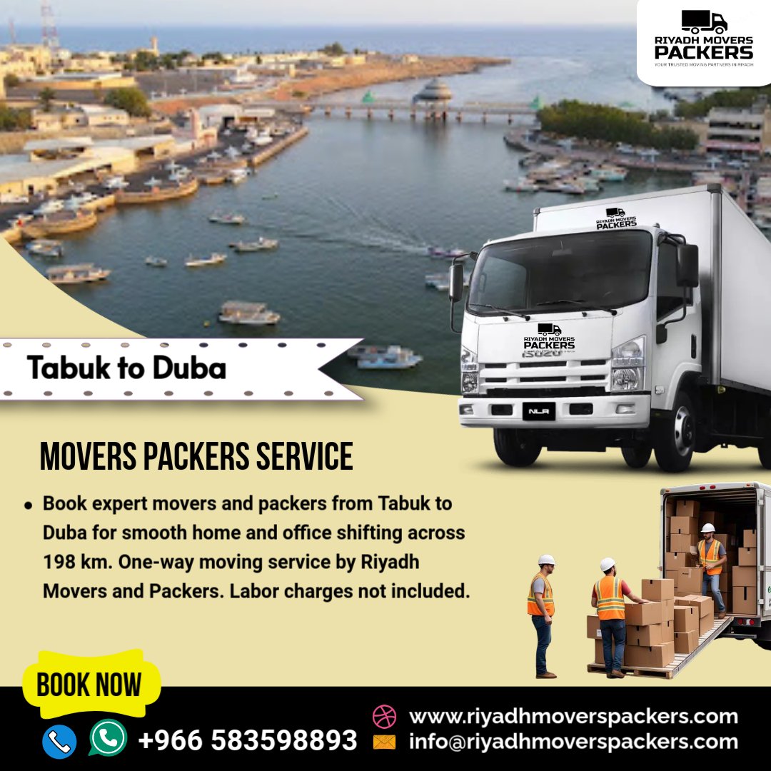 Tabuk to Duba Movers and Packers Services Home & Office Shifting One-Way Transfer (198 KM)