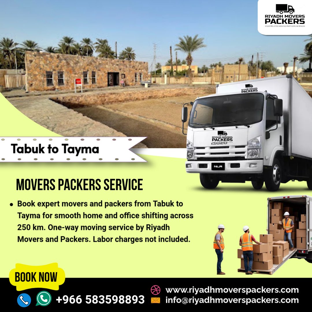 Tabuk to Tayma Movers and Packers Services Home & Office Shifting One-Way Transfer (250 KM)